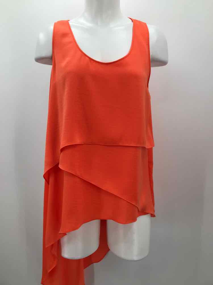 BCBG Orange Size Small Ruffle Layered Sleeveless Top