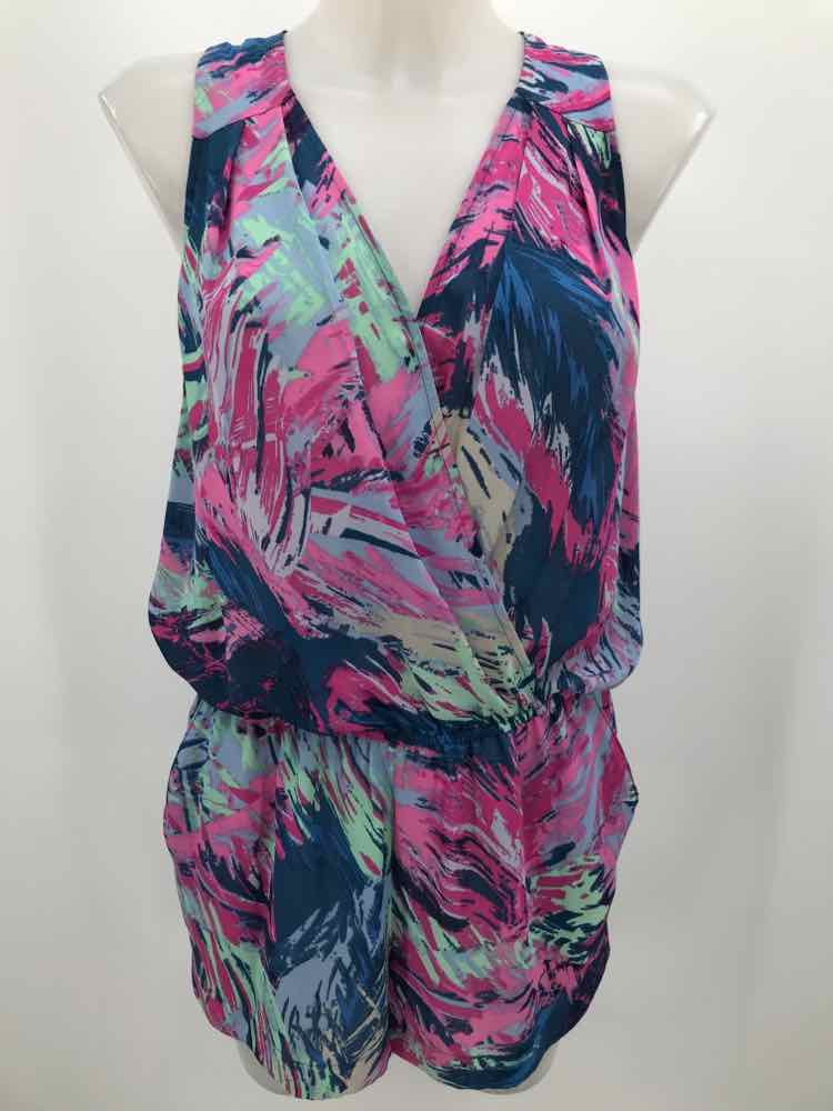 BCBG Purple Size XS Polyester Printed V Neck Sleeveless Romper