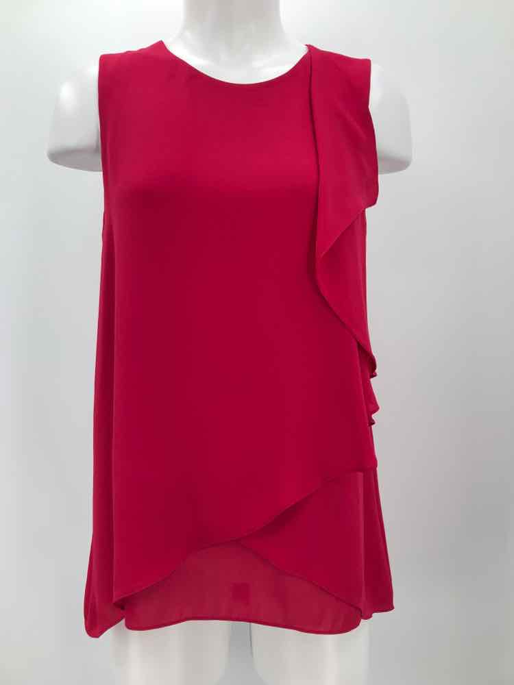 BCBG Red Size Small Ruffle Sleeveless Top