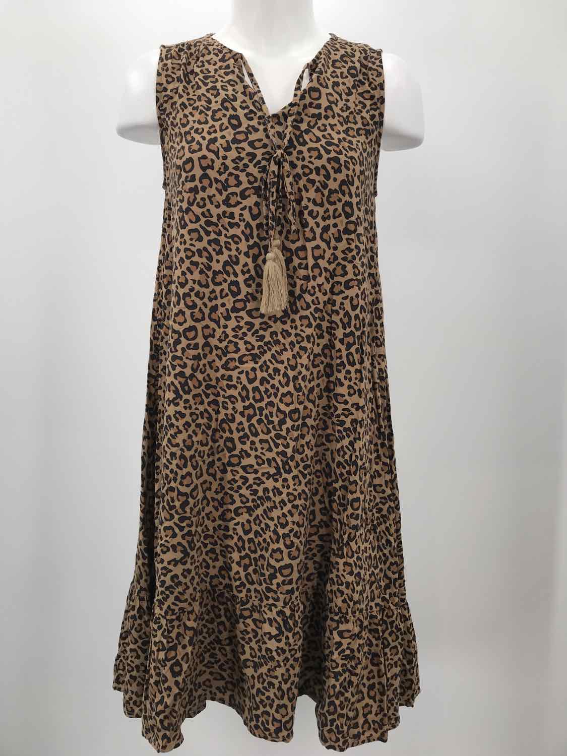 Beachlunchlounge Brown Size XS Animal Print Shift Knee Length Sleeveless Dress