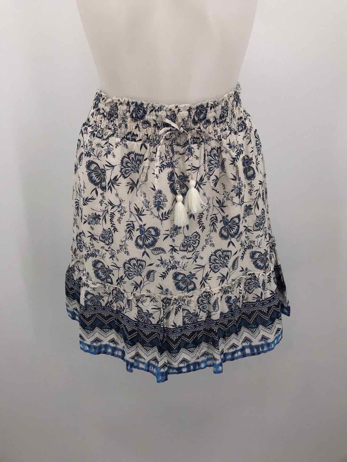 Beachlunchlounge White Size Small Floral Pull on Skirt