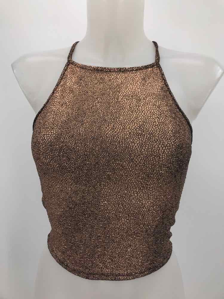 Bear Dance Gold Size Medium Metallic Snake Print Tank Top