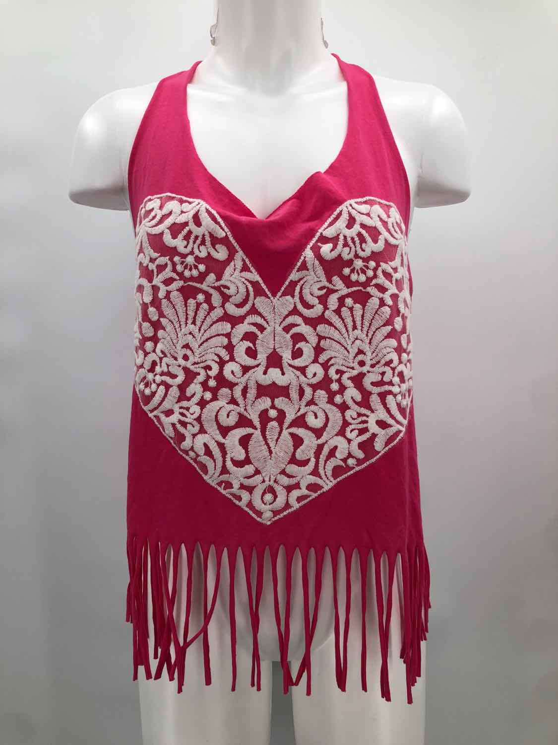 Bear Dance Pink Size Medium Racerback Tassel Tank Top