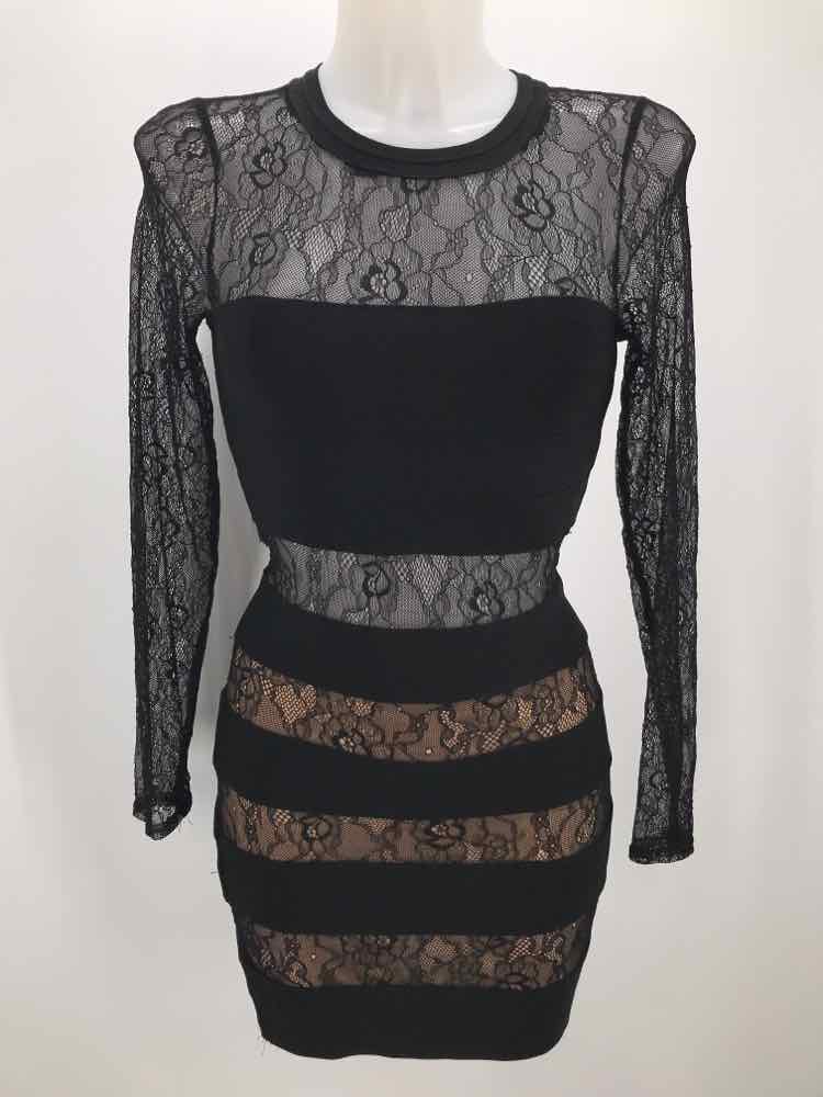 Bebe Black Size Small Lace Short Long Sleeve Dress