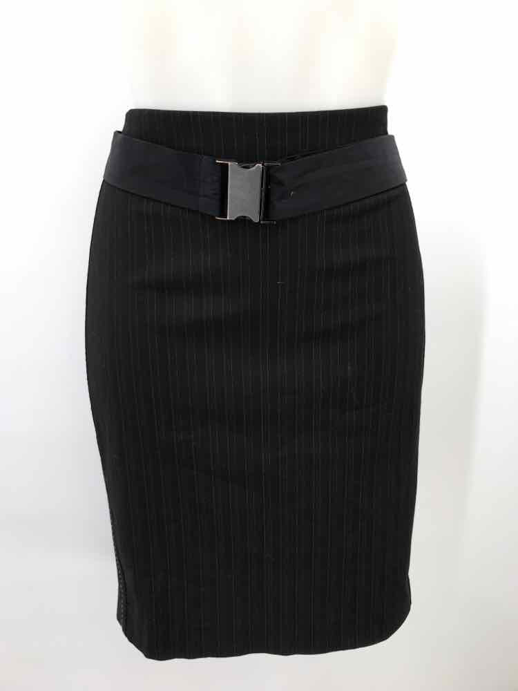 Bebe Black Size Small Stripe Pleated Pencil Skirt