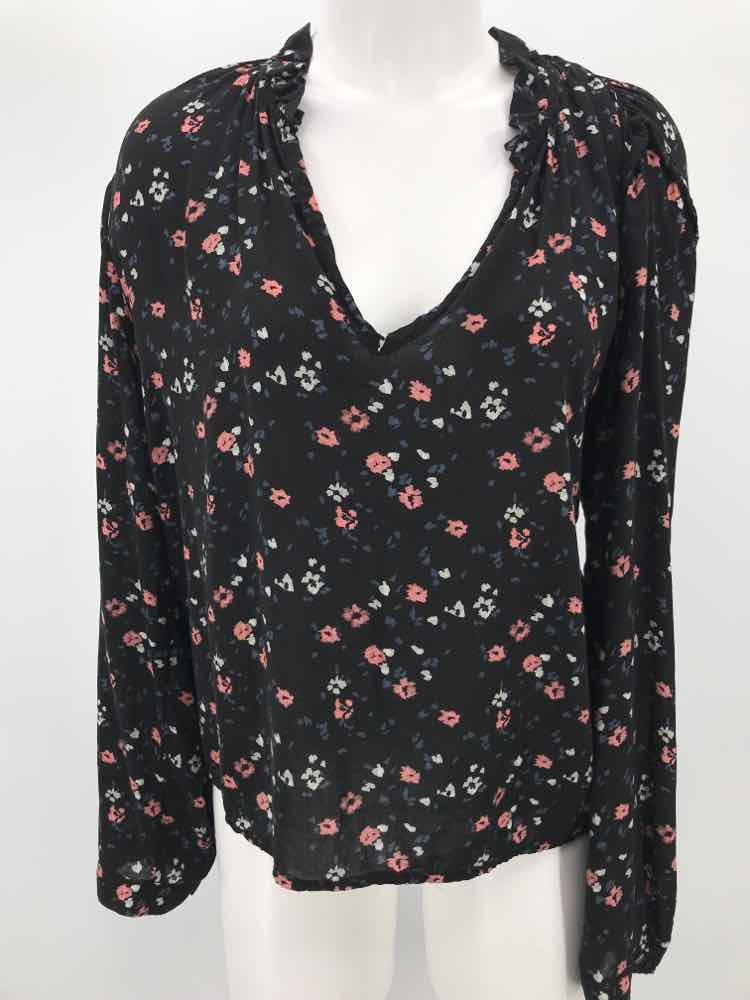 Bella Dahl Black Size Medium Floral Long Sleeve Blouse