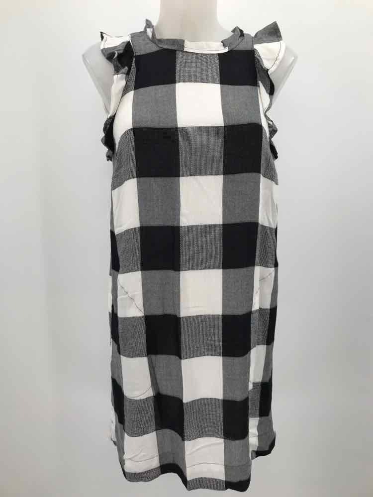 Bella Dahl Grey Size XS Check Print Ruffle Short Sleeveless Dress