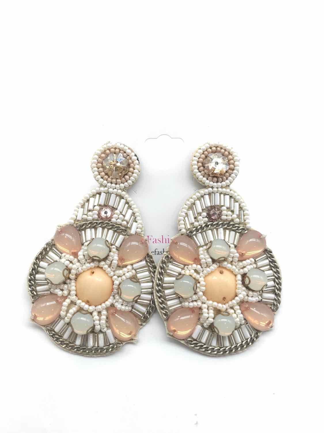 Bella Tu White Beaded Chandelier Earring