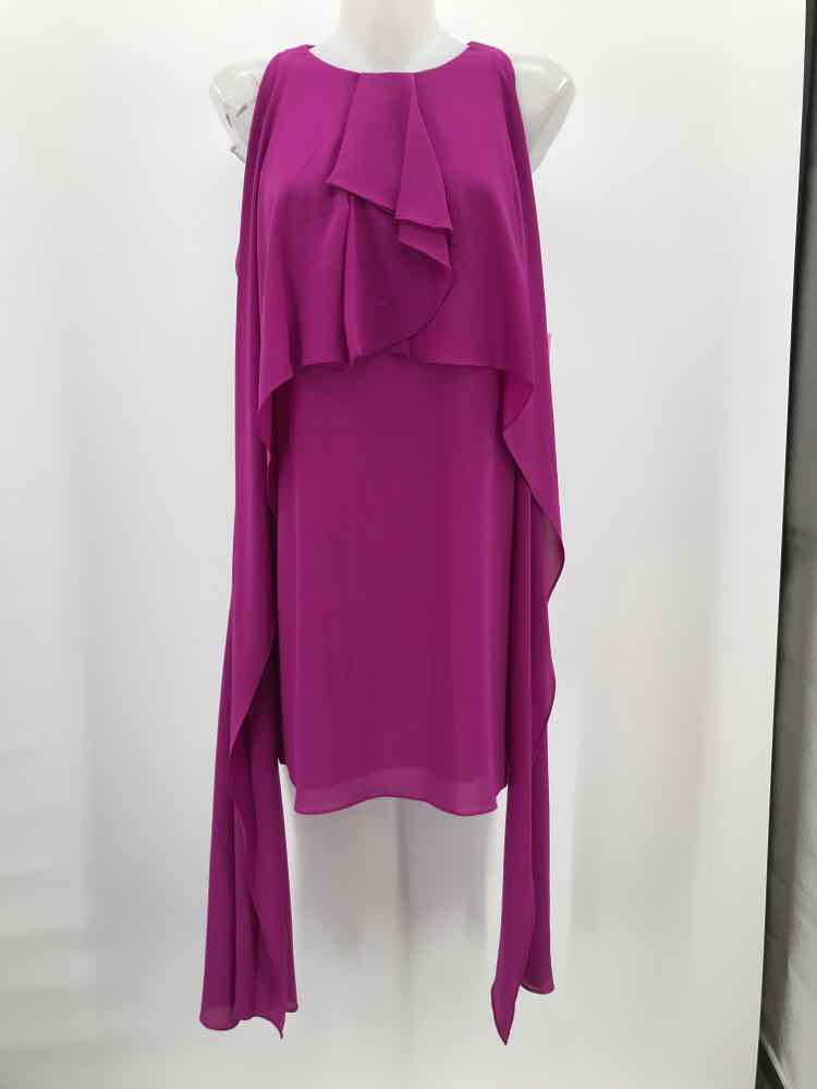 Belle Badgley Mischka Purple Size 6 Polyester Ruffle Sleeveless Dress