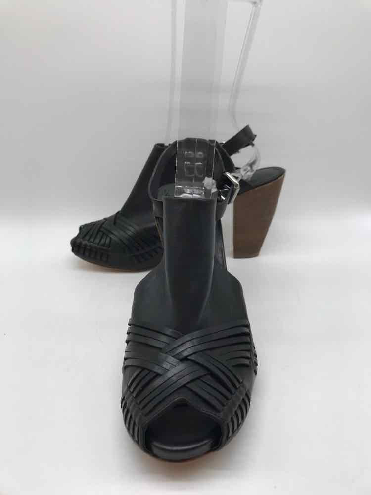 Belle Black Size 10 Block Heel Cage Heel