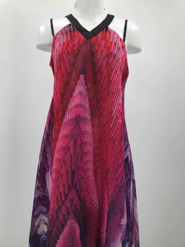 Belle Muse Purple Size Medium Printed Shift Long Sleeveless Dress