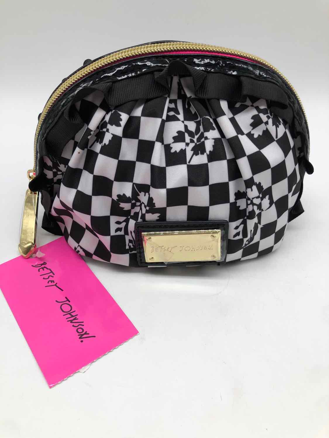 Betsey Johnson Black Check Print Pouch Pouch