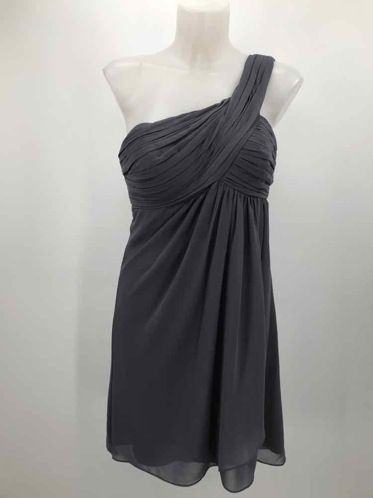 Bill Levkoff Grey Size 8 Polyester Short One Shoulder Dress