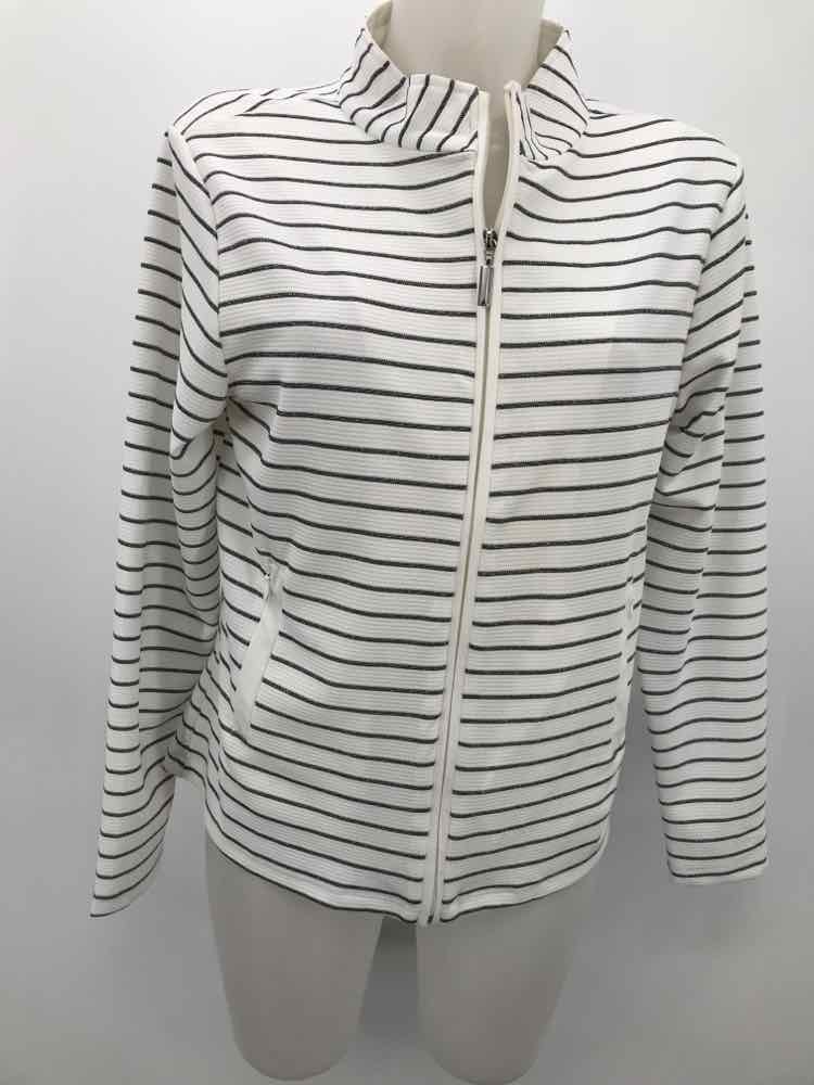 Birdee Sport Australia White Size Medium Stripe Zip Up Jacket