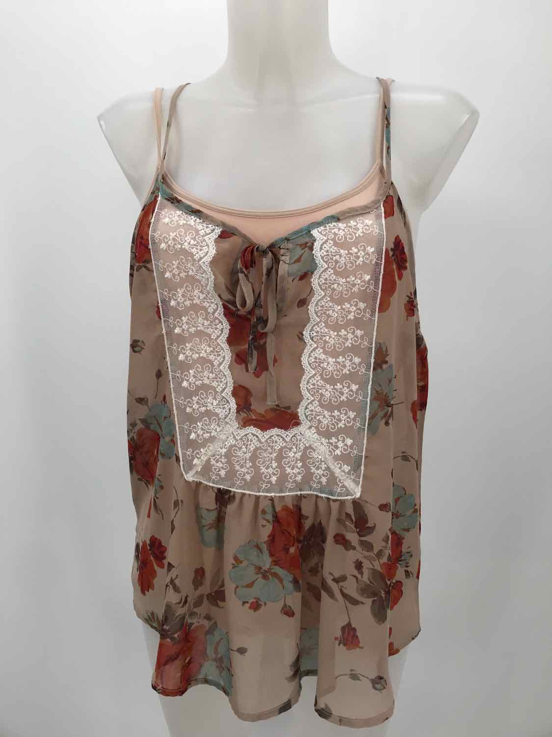 BKE Tan Size Medium Floral Tank Top