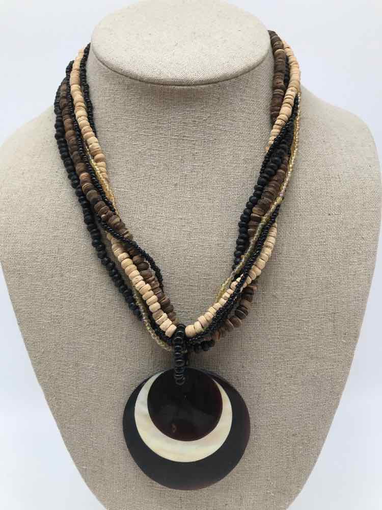 Black Beaded Chunky Necklace