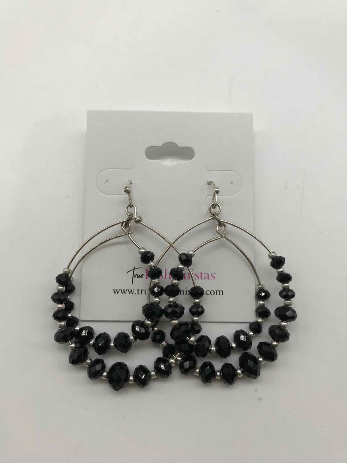 Black Beaded Circle Earring