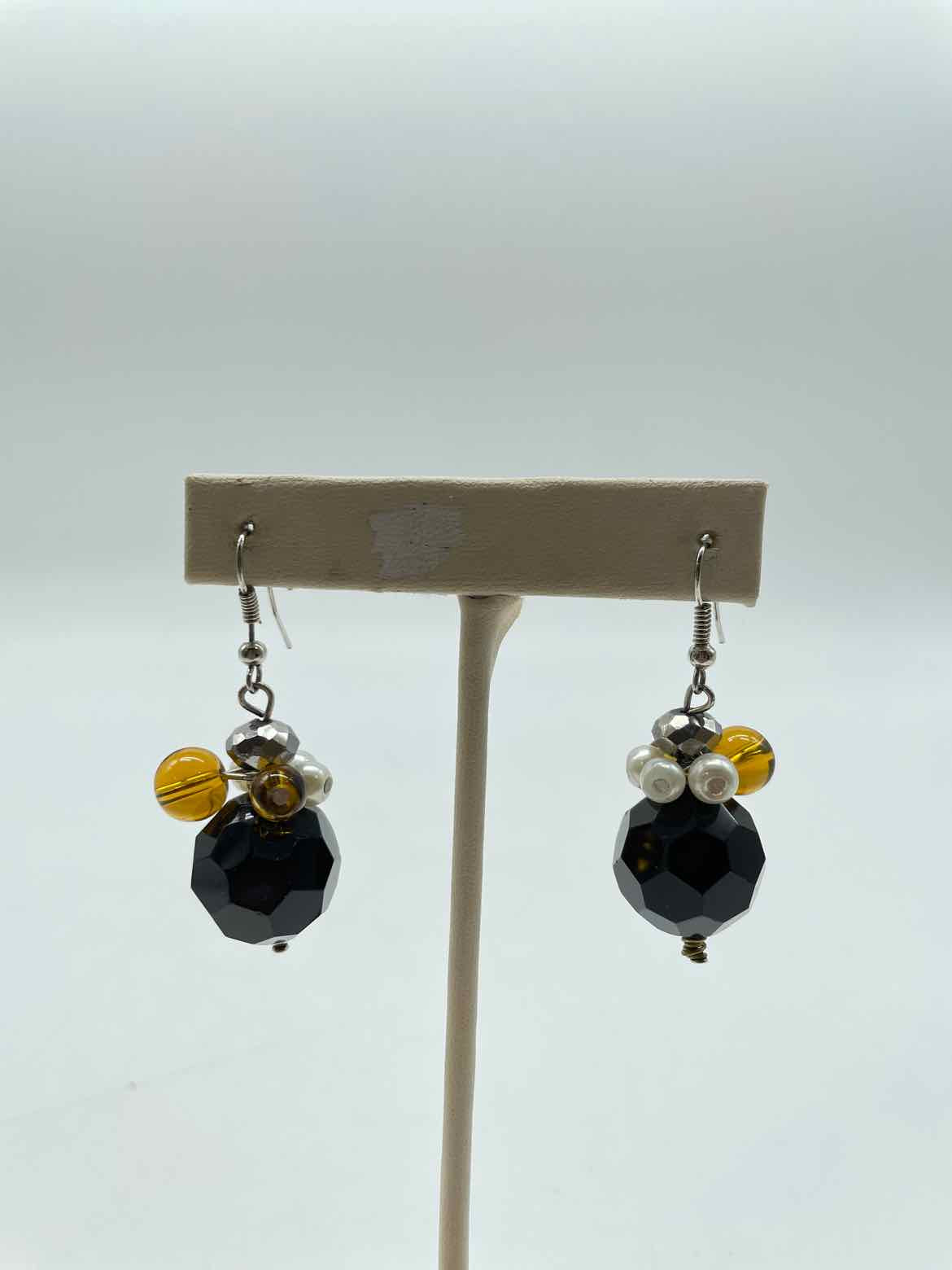 Black Beaded Drop Earrings