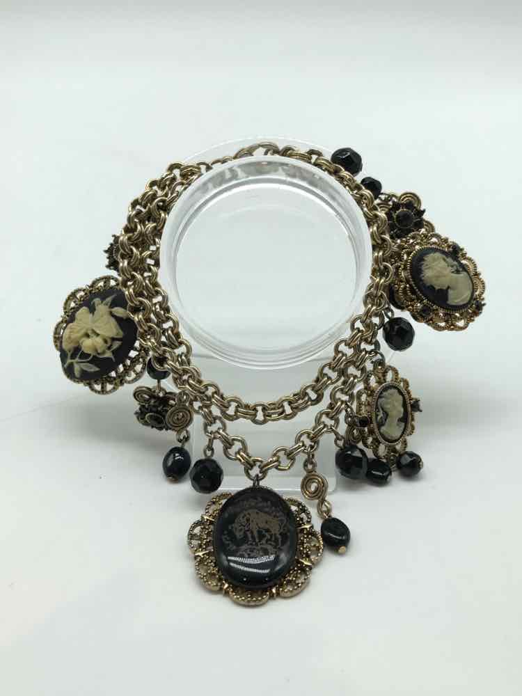 Black Cameo Charm Bracelet