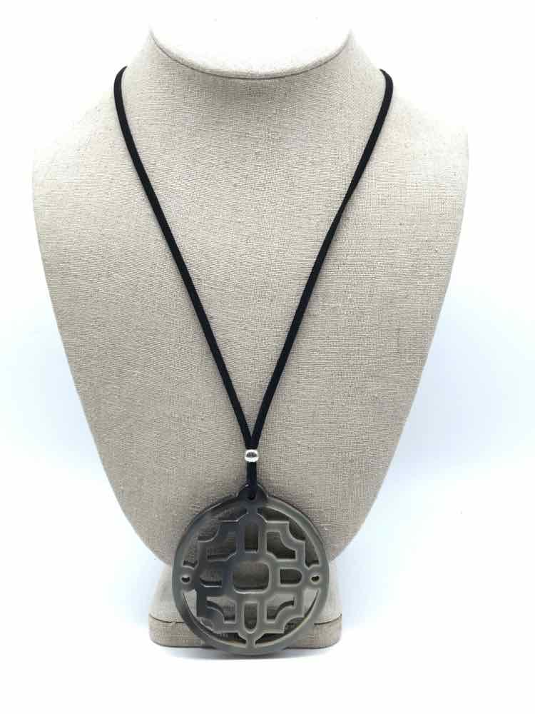 Black Medallion Pendant Necklace