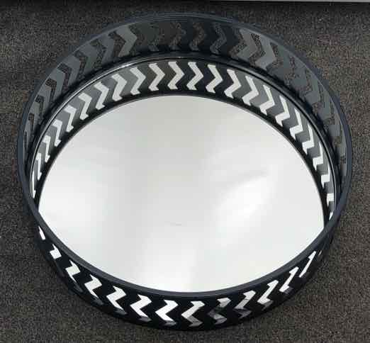 Blue Metal Round Mirror