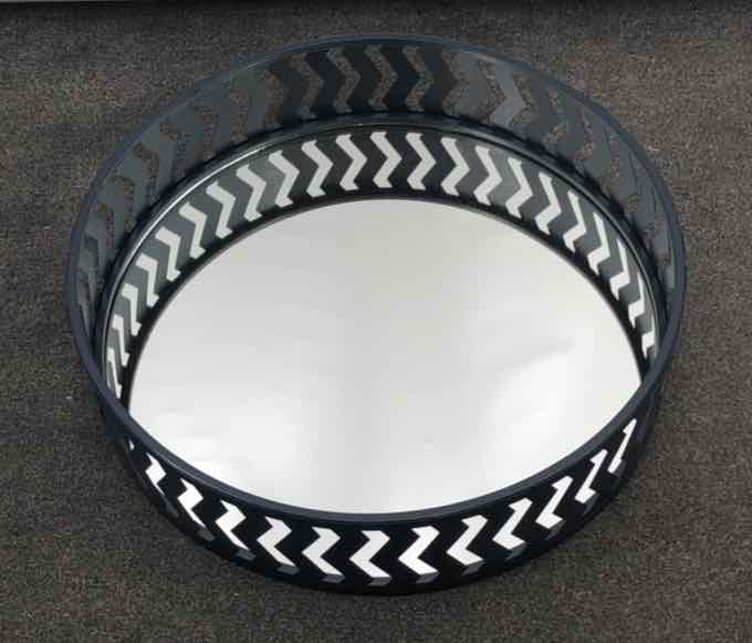 Blue Metal Round Mirror