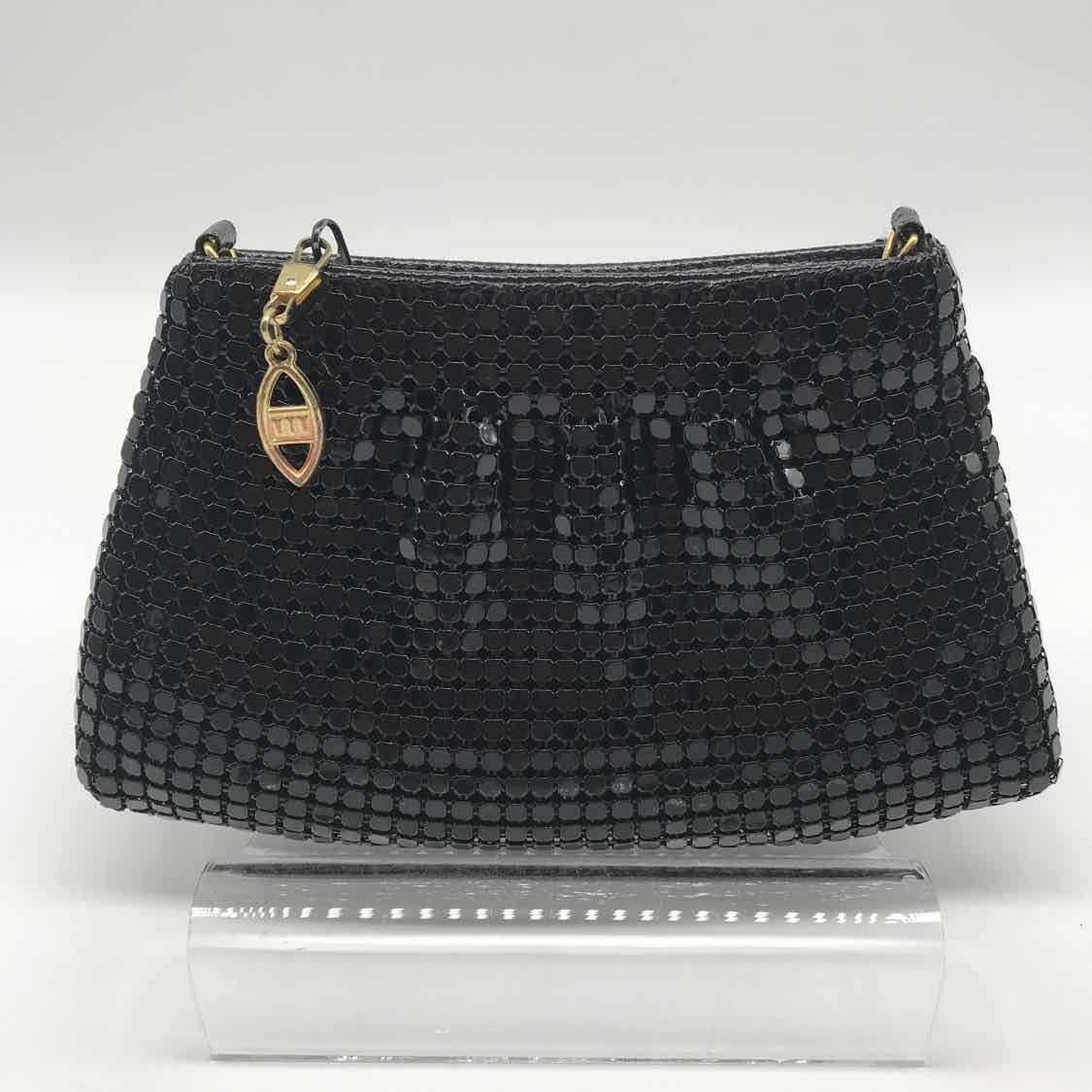 Black Metallic Mesh Clutch