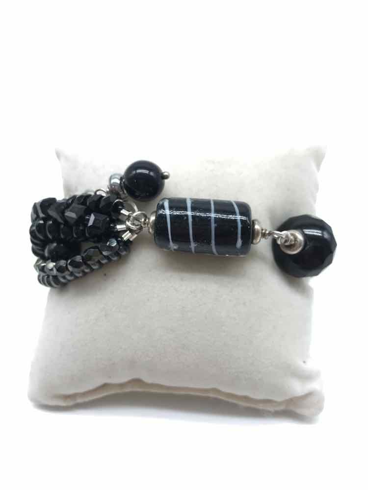 Black Multi Strand Beaded Bracelet