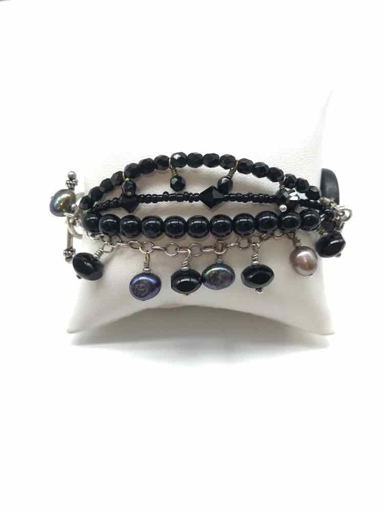 Black Multi Strand Beaded Bracelet