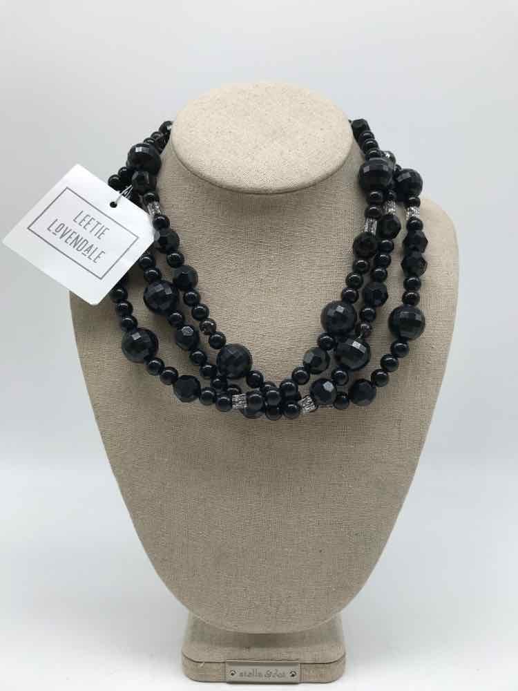 Black Multi Strand Beaded Necklace