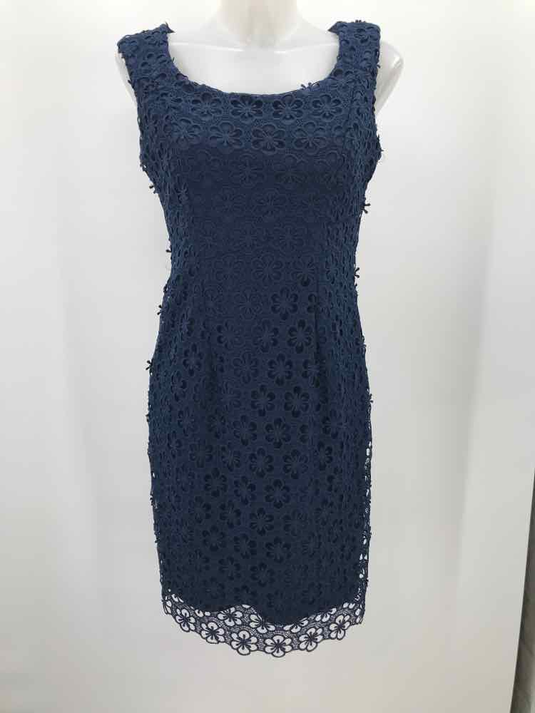 Black Saks Fifth Avenue Navy Size 2 Polyester Floral Crochet Sleeveless Dress