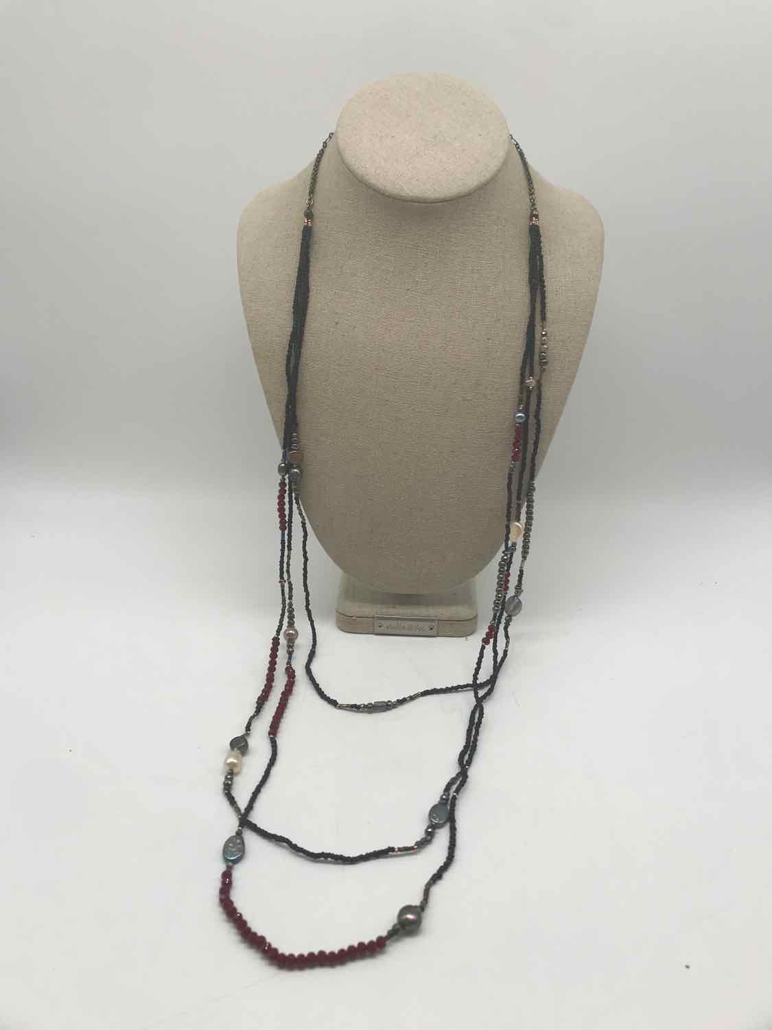 Black Semi Precious Long Necklace