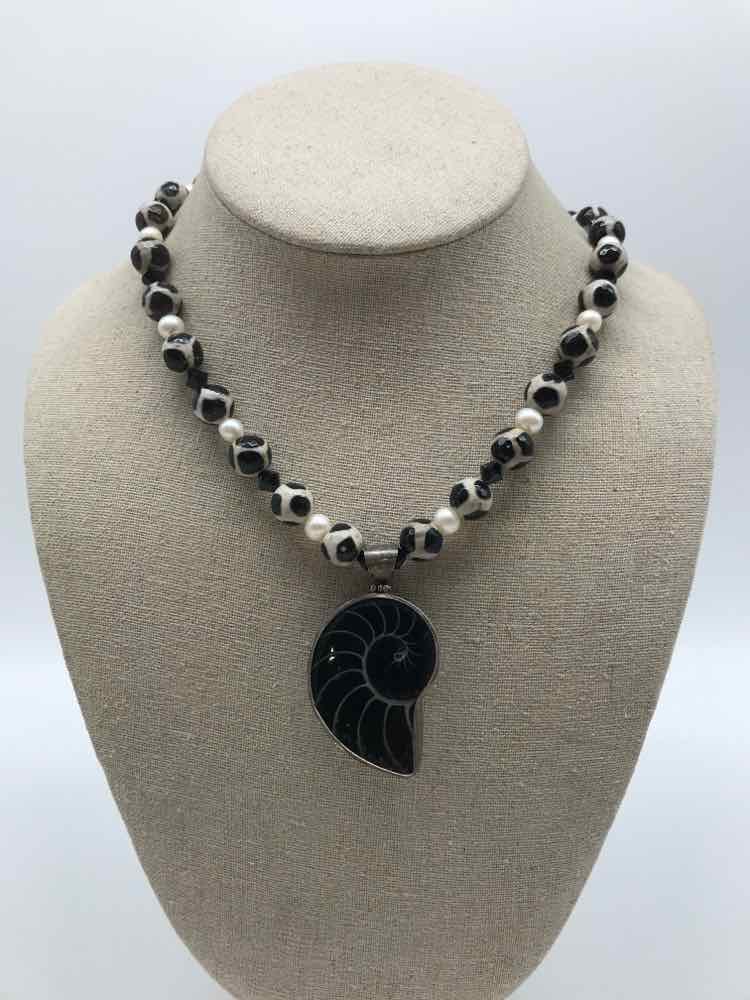 Black Shell Beaded Necklace