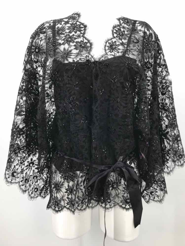 Black Size Medium Floral Lace Blouse