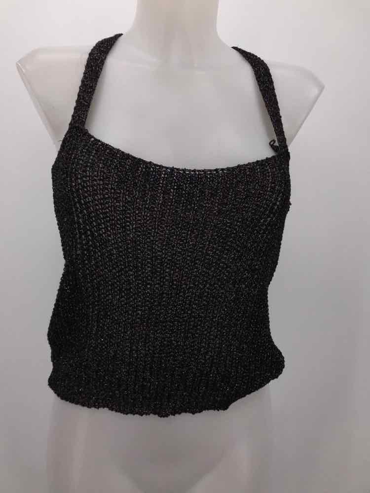 Black Size Small Shimmer Halter Knit Tank