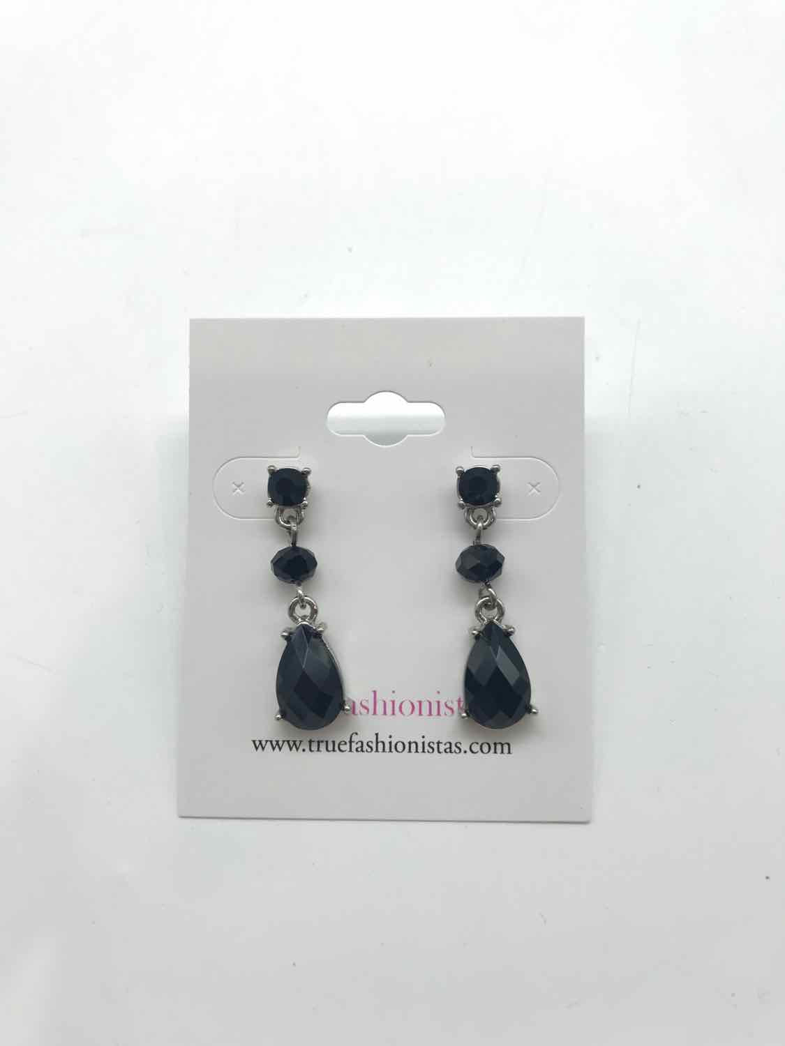 Black Teardrop Drop Earrings