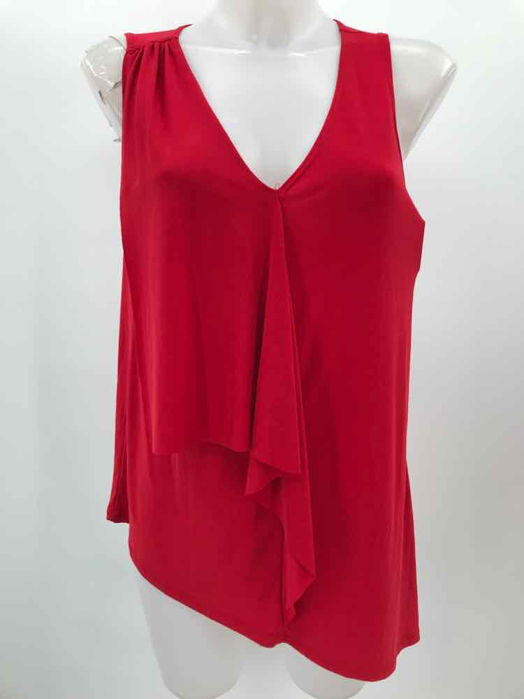 Bleeker & McDougal Red Size Small Ruffle Asymmetrical Tank Top