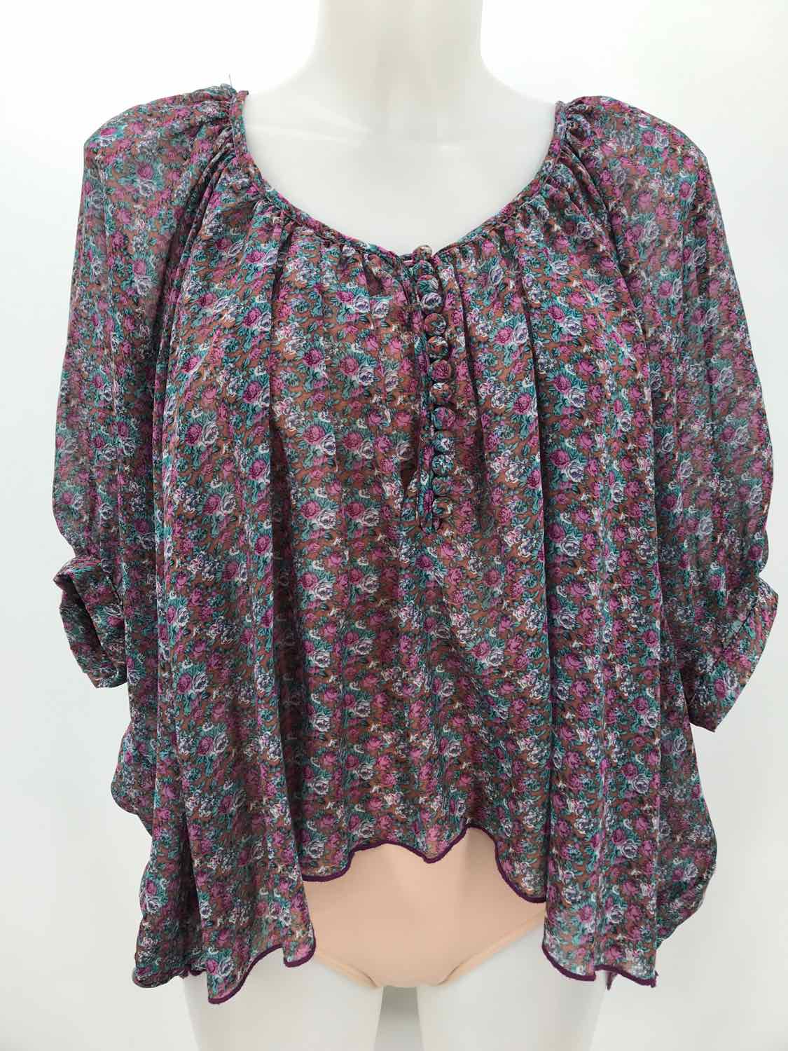 Blu Moon Purple Size Small Floral Blouse