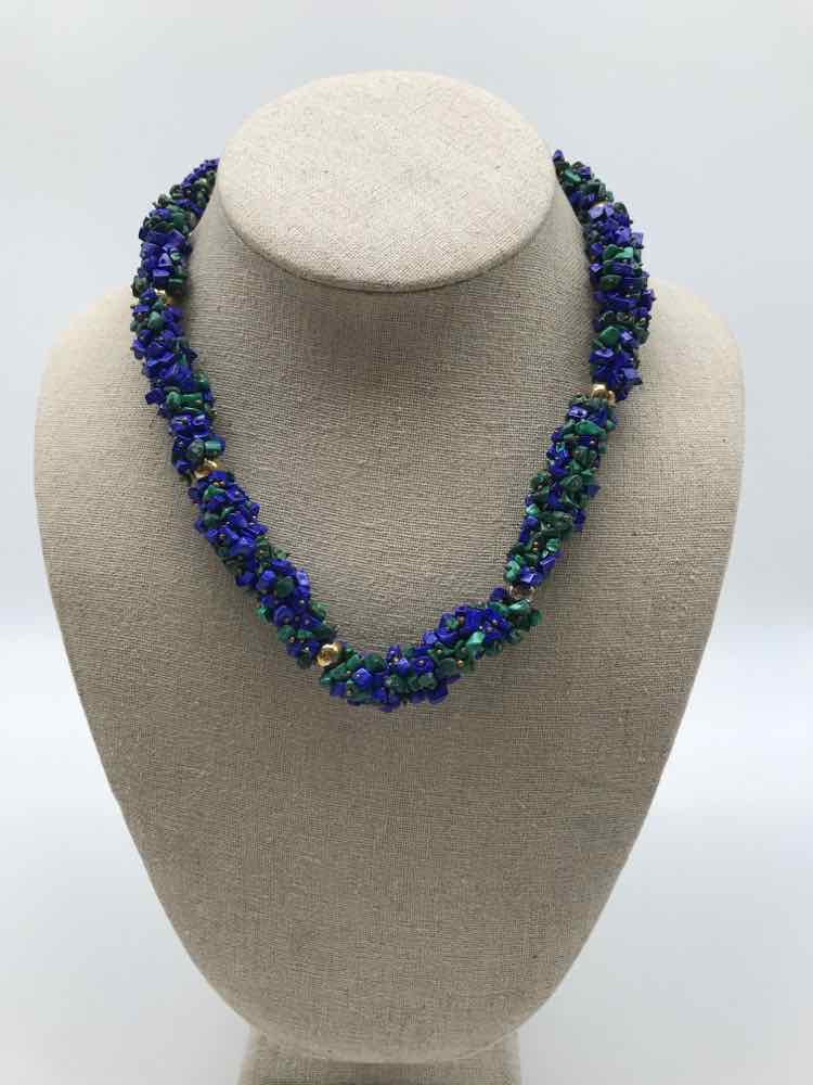 Blue Beaded Chunky Necklace