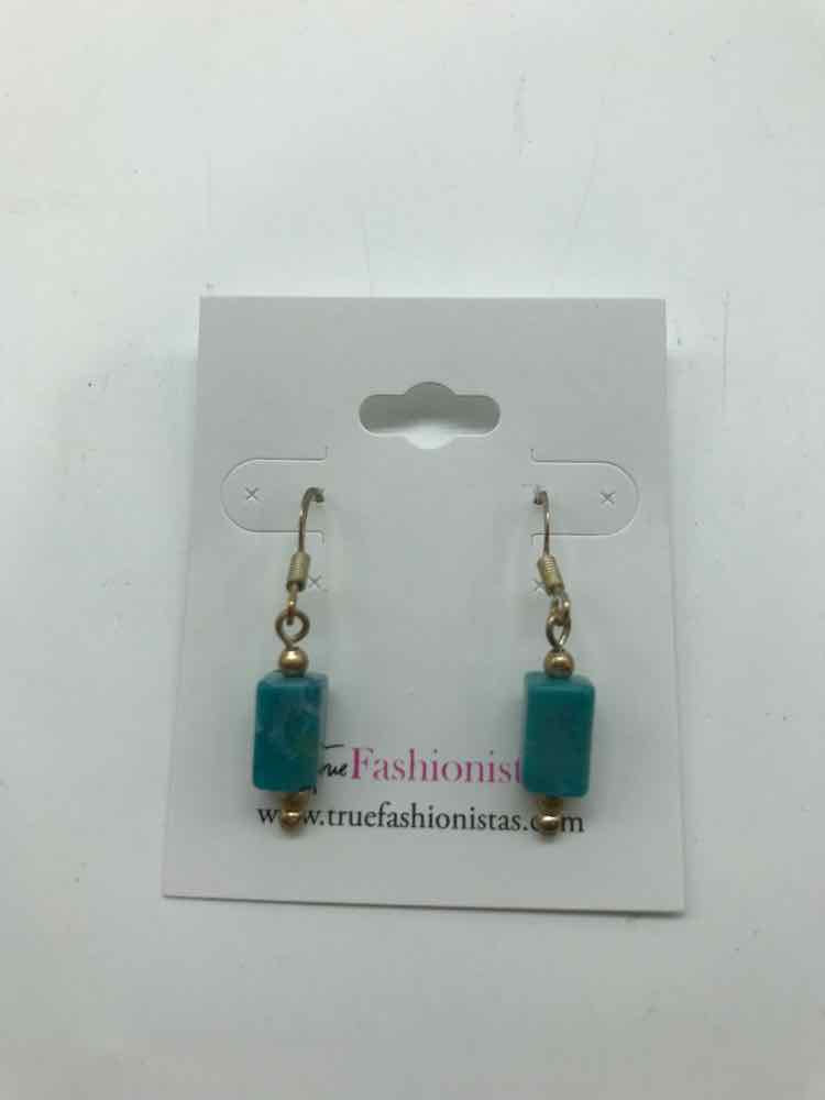 Blue Beaded Drop Earrings