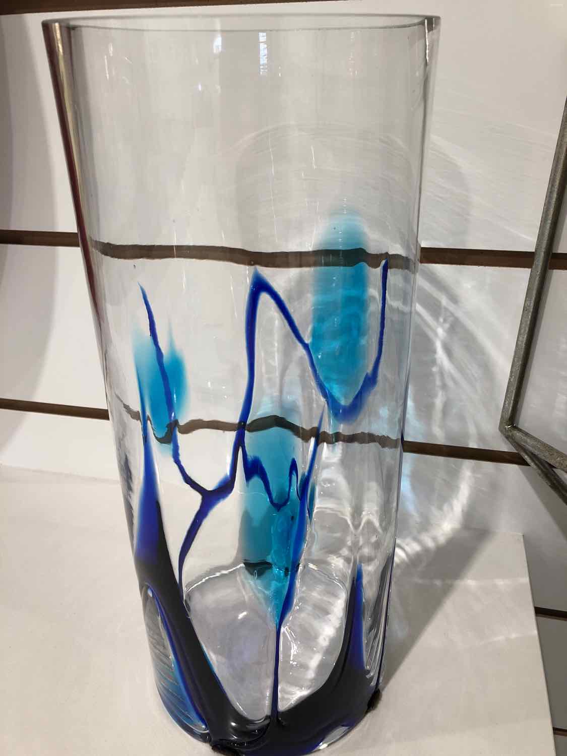 Blue Blown Glass Cylinder Vase