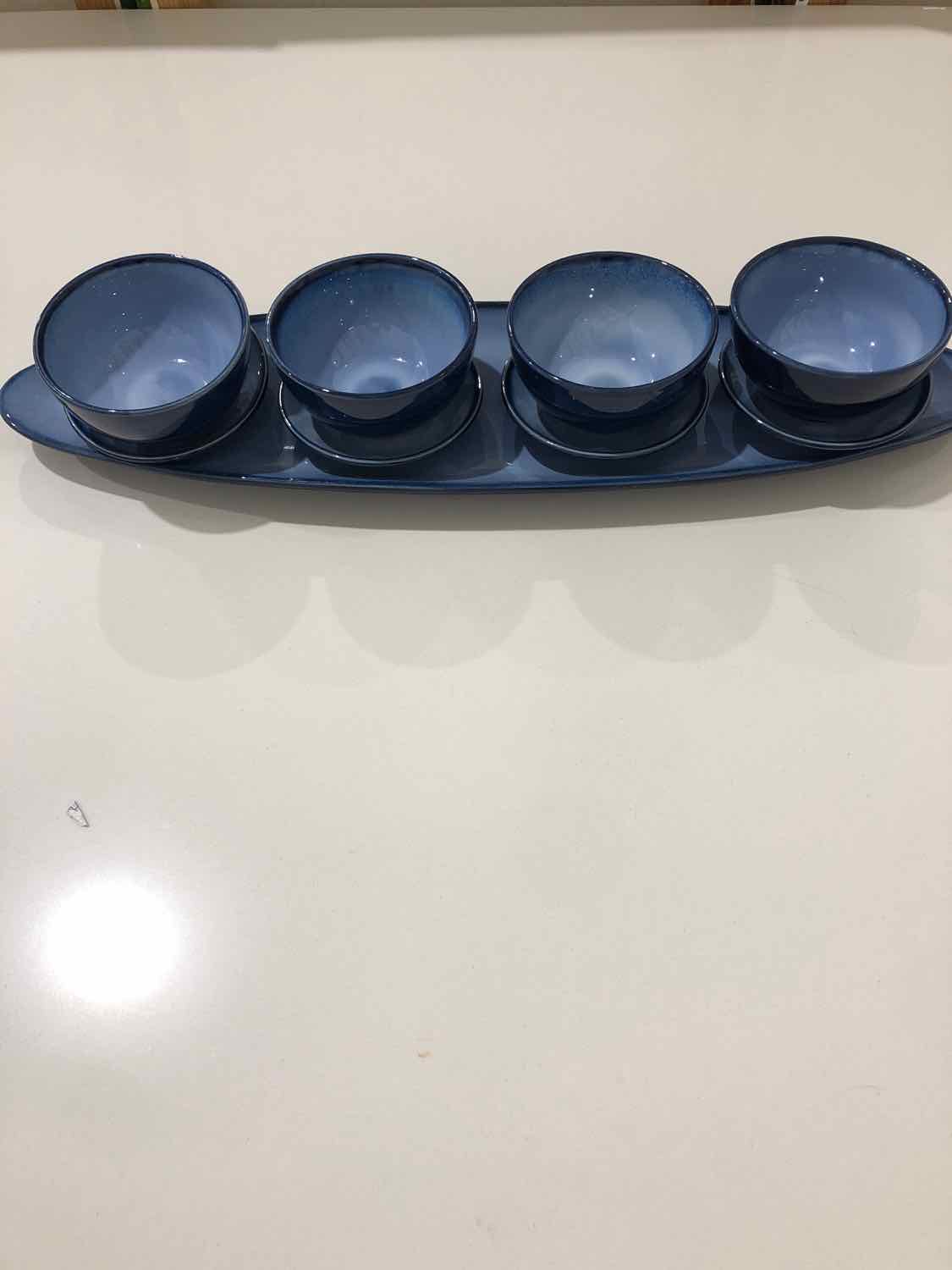 Blue Ceramic 9 Piece Appetizer Dish