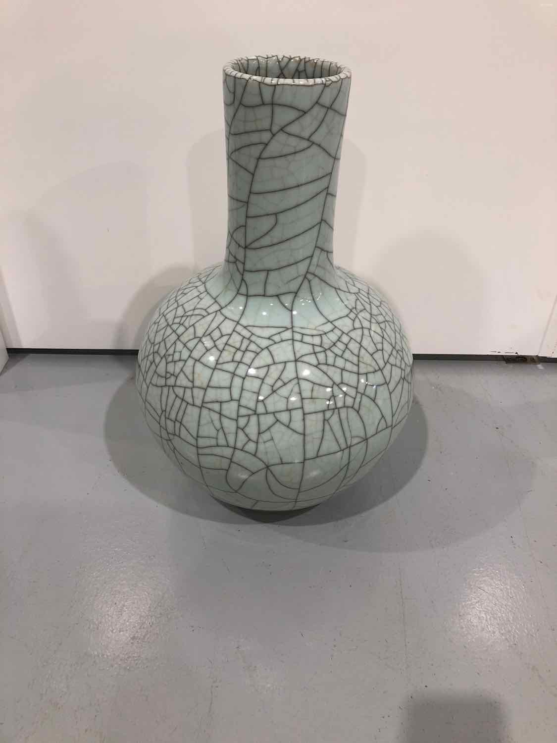 Blue Ceramic Crackle Glaze Vase