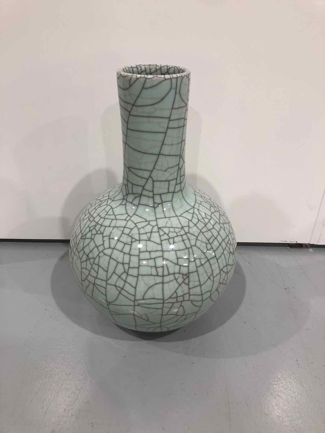 Blue Ceramic Crackle Glaze Vase