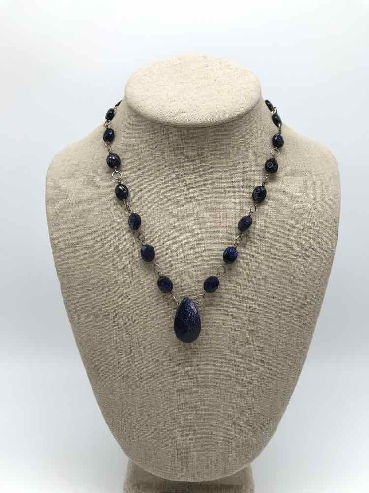 Blue Chain Stone Necklace