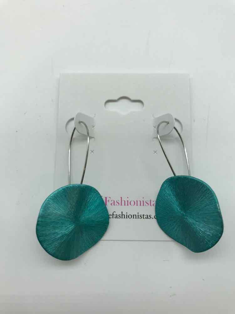 Blue Disc Drop Earrings