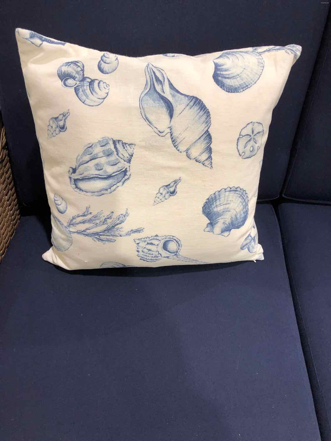 Blue Fabric Sea Shell Pillow