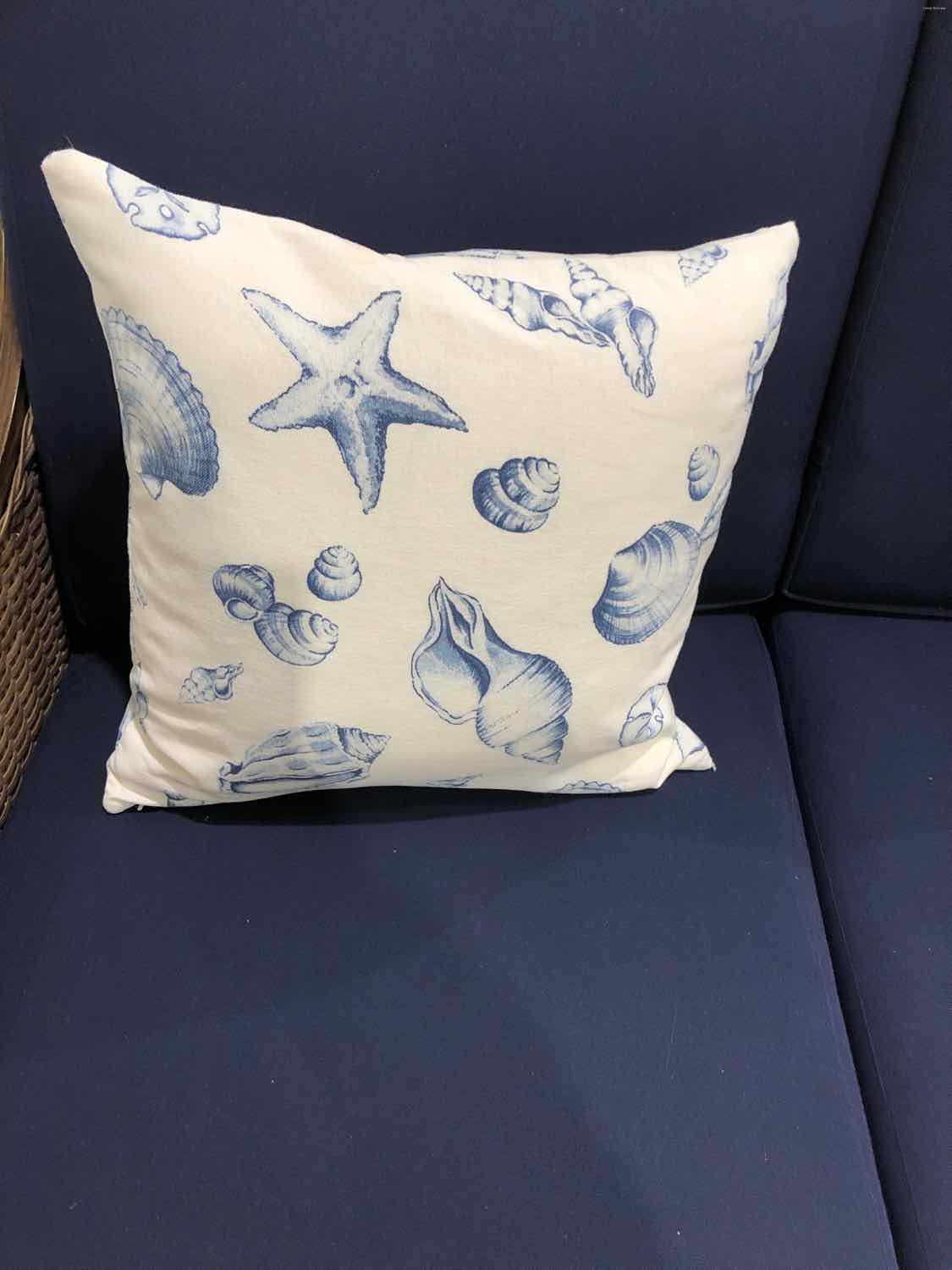 Blue Fabric Sea Shell Pillow