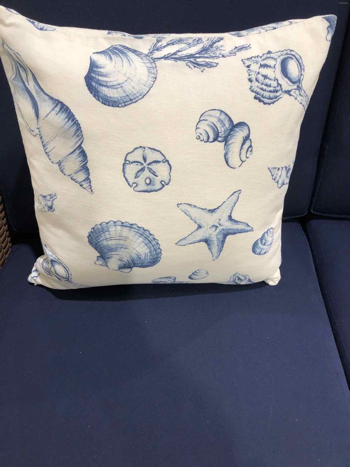 Blue Fabric Sea Shell Pillow