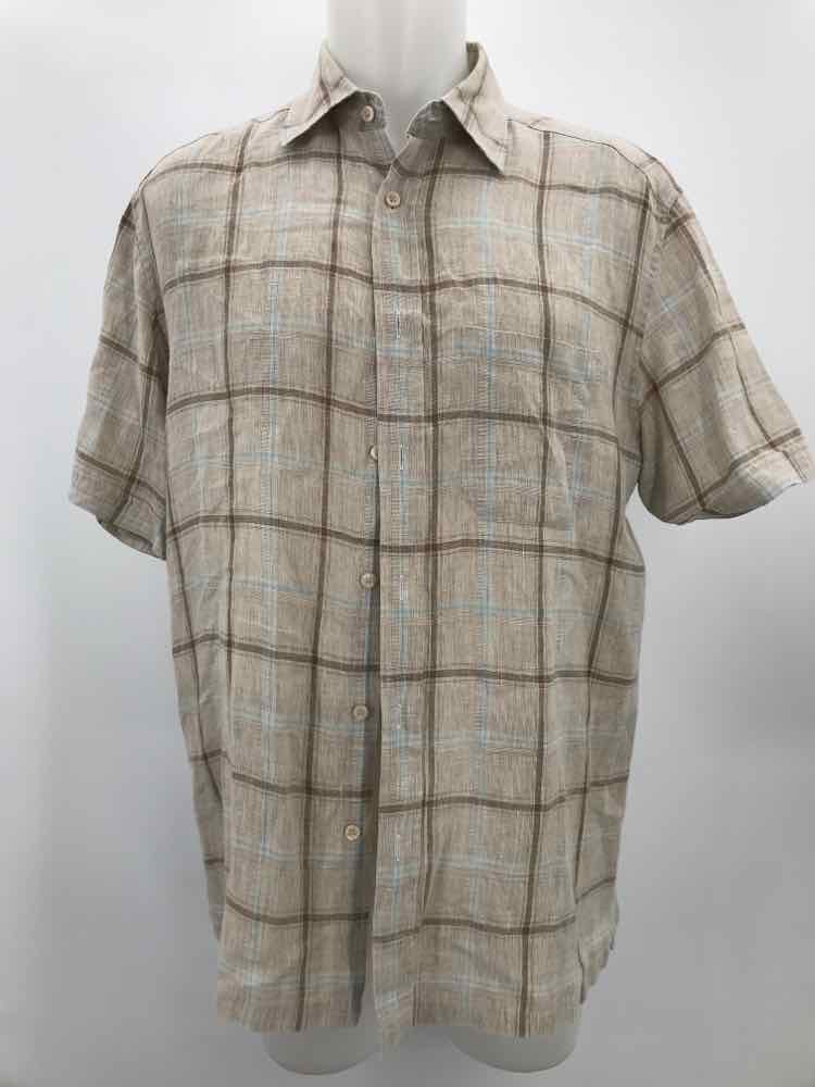 Blue Harbour Grey Medium Check Print Short Sleeve Men's Button Down